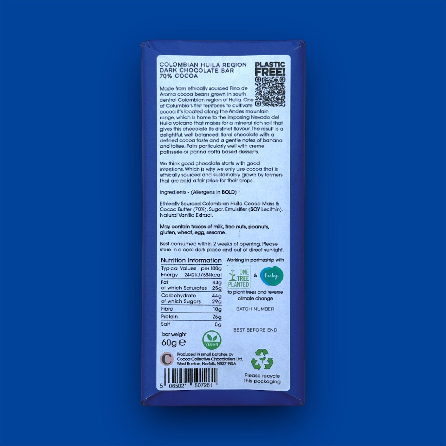 70% Colombian Huila | Single Region | Dark Chocolate Bar