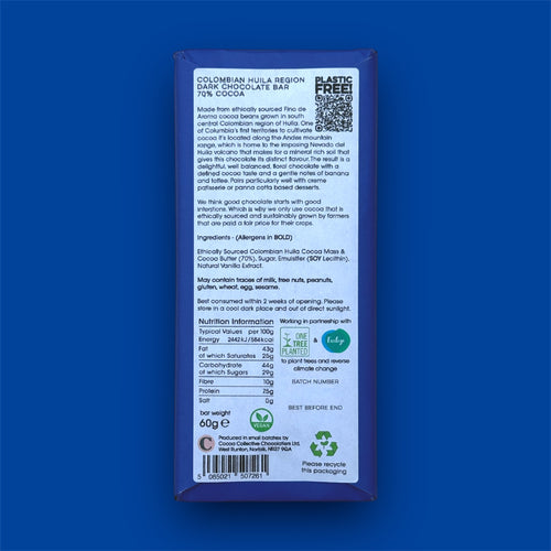 70% Colombian Huila | Single Region | Dark Chocolate Bar