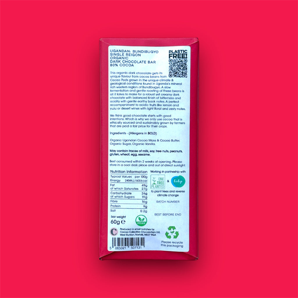 Ugandan Bundibugyo | Organic Single Region | Dark Chocolate Bar | 80% Cocoa