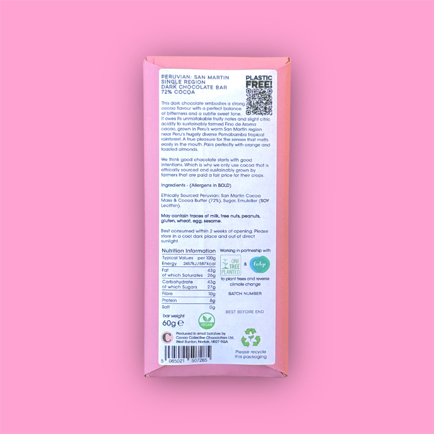 Peruvian San Martin | Single Region | Dark Chocolate Bar | 72% Cocoa