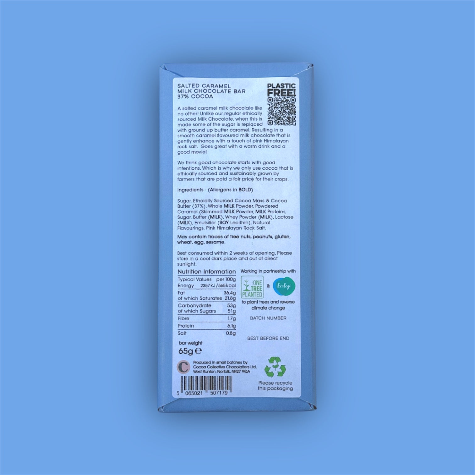 Salted Caramel | Ethically Sourced | Milk Chocolate Bar | 37% Cocoa