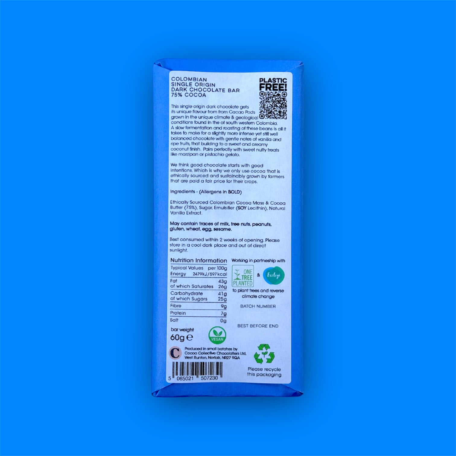 Colombian | Single Origin | Dark Chocolate Bar | 75% Cocoa